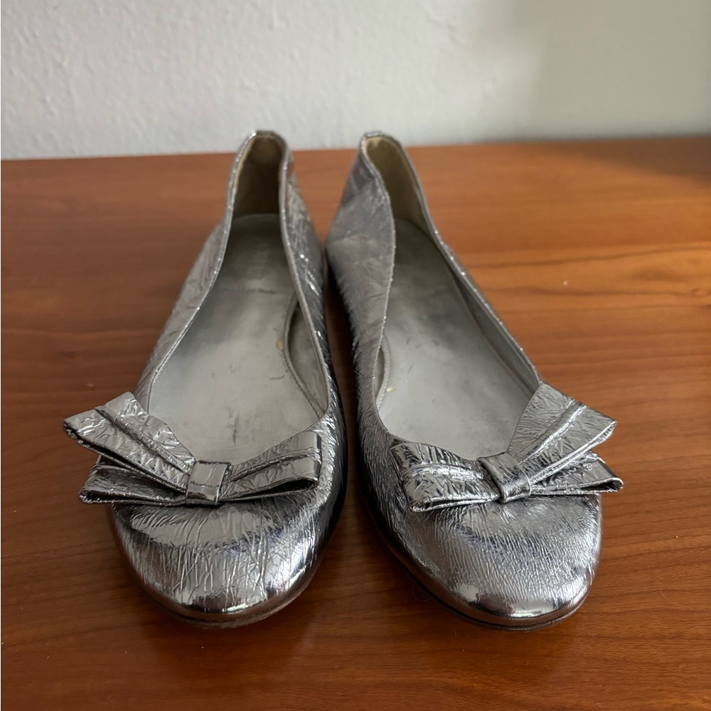 J.Crew Pippa Mirror Ballet Flats Metallic Foil S8 Made in Italy